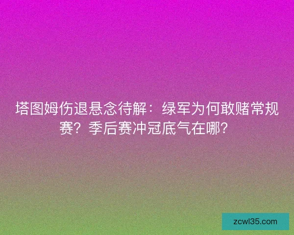 塔图姆伤退悬念待解：绿军为何敢赌常规赛？季后赛冲冠底气在哪？